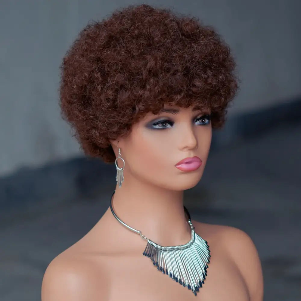 Explore New Arrivals: Short Kinky Curly Wigs at Queen Afro - #4 / Model inches