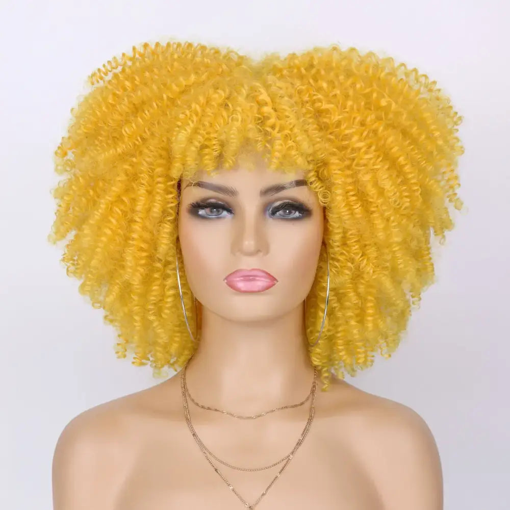 Explore New Arrivals: Tereshar Synthetic Short Curly Wigs and More - Yellow / 12INCHES