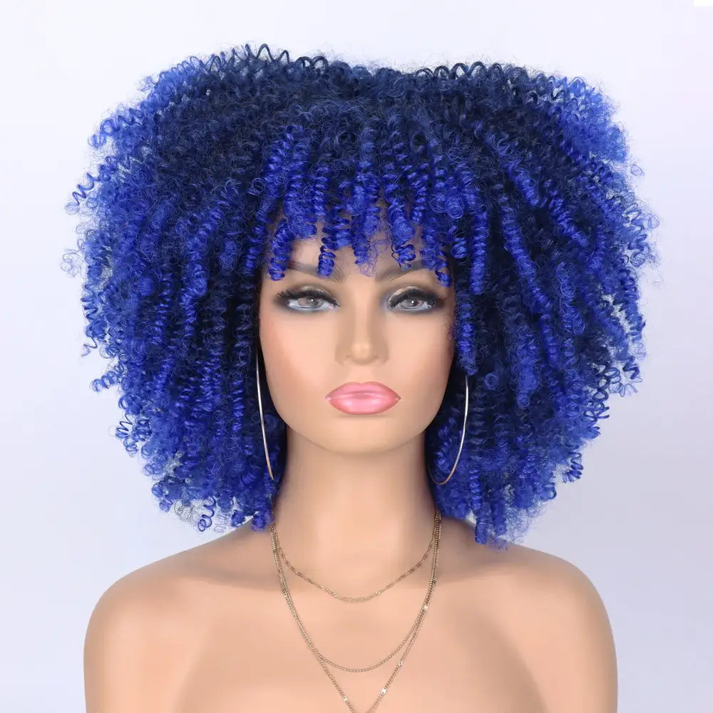 Explore New Arrivals: Tereshar Synthetic Short Curly Wigs and More - Ombre blue / 12INCHES