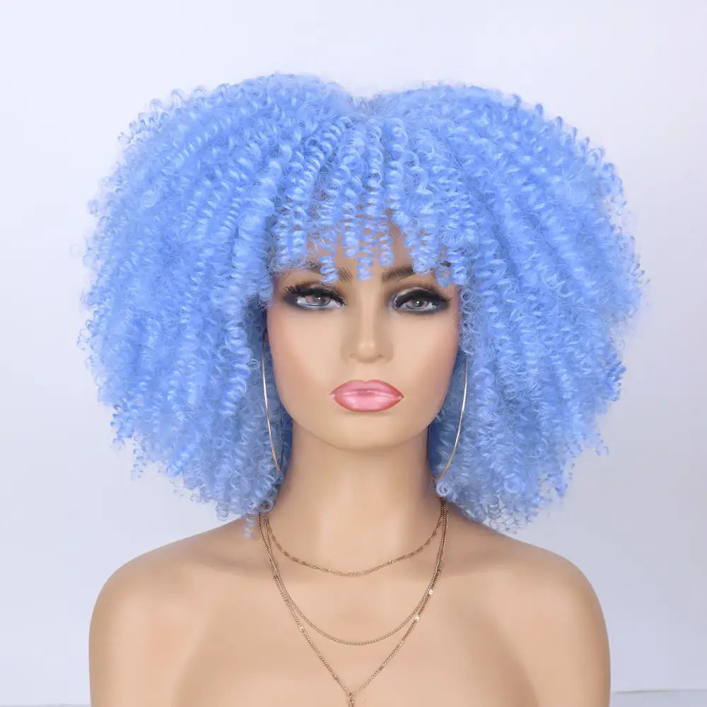 Explore New Arrivals: Tereshar Synthetic Short Curly Wigs and More - Blue / 12INCHES