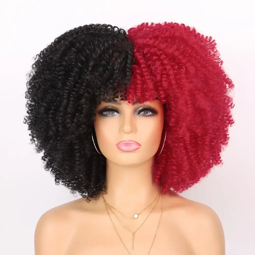 Explore New Arrivals: Tereshar Synthetic Short Curly Wigs and More - Black and red / 12INCHES