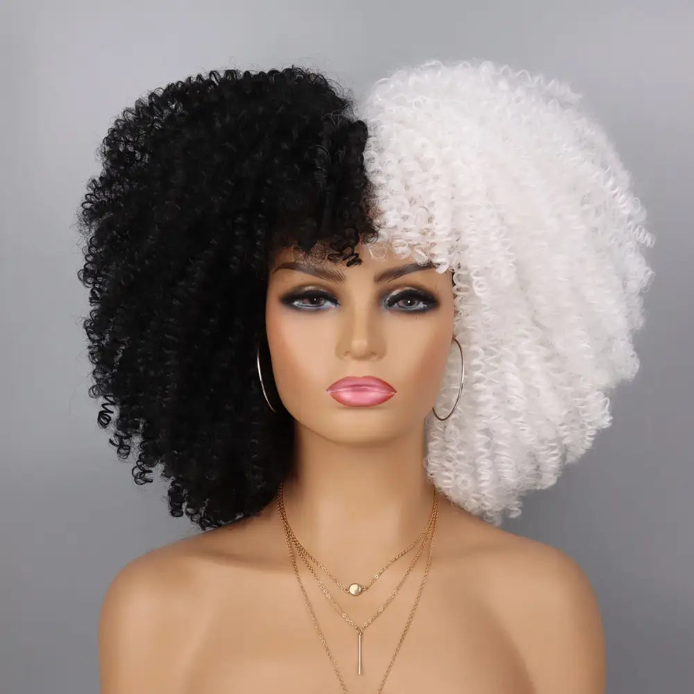 Explore New Arrivals: Tereshar Synthetic Short Curly Wigs and More - Black and white / 12INCHES