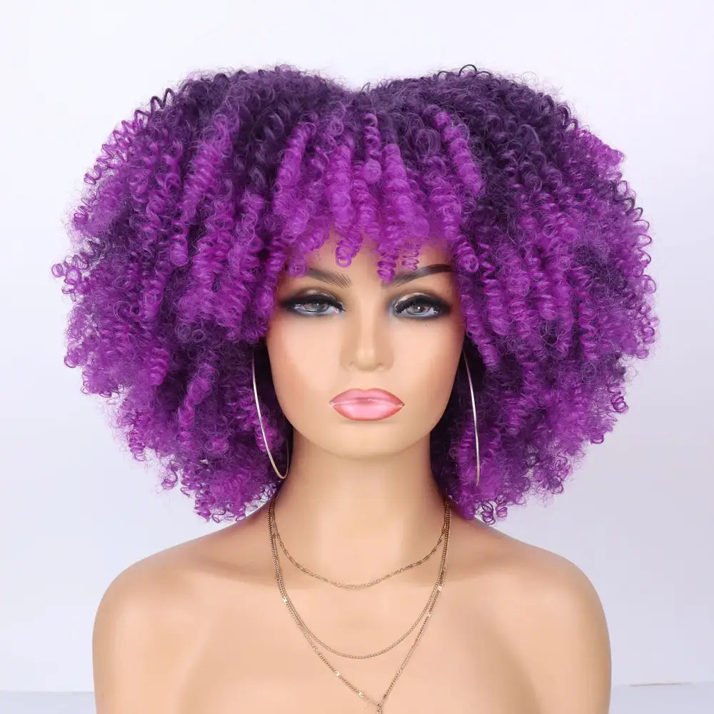 Explore New Arrivals: Tereshar Synthetic Short Curly Wigs and More - Ombre purple / 12INCHES