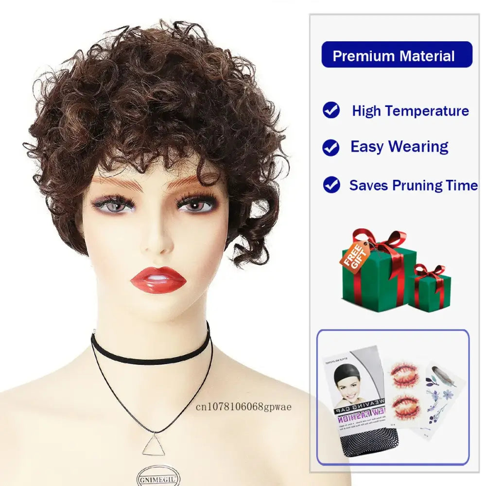 Explore New Arrivals: Trendy Short Brown Afro Curly Wigs - Mix Brown