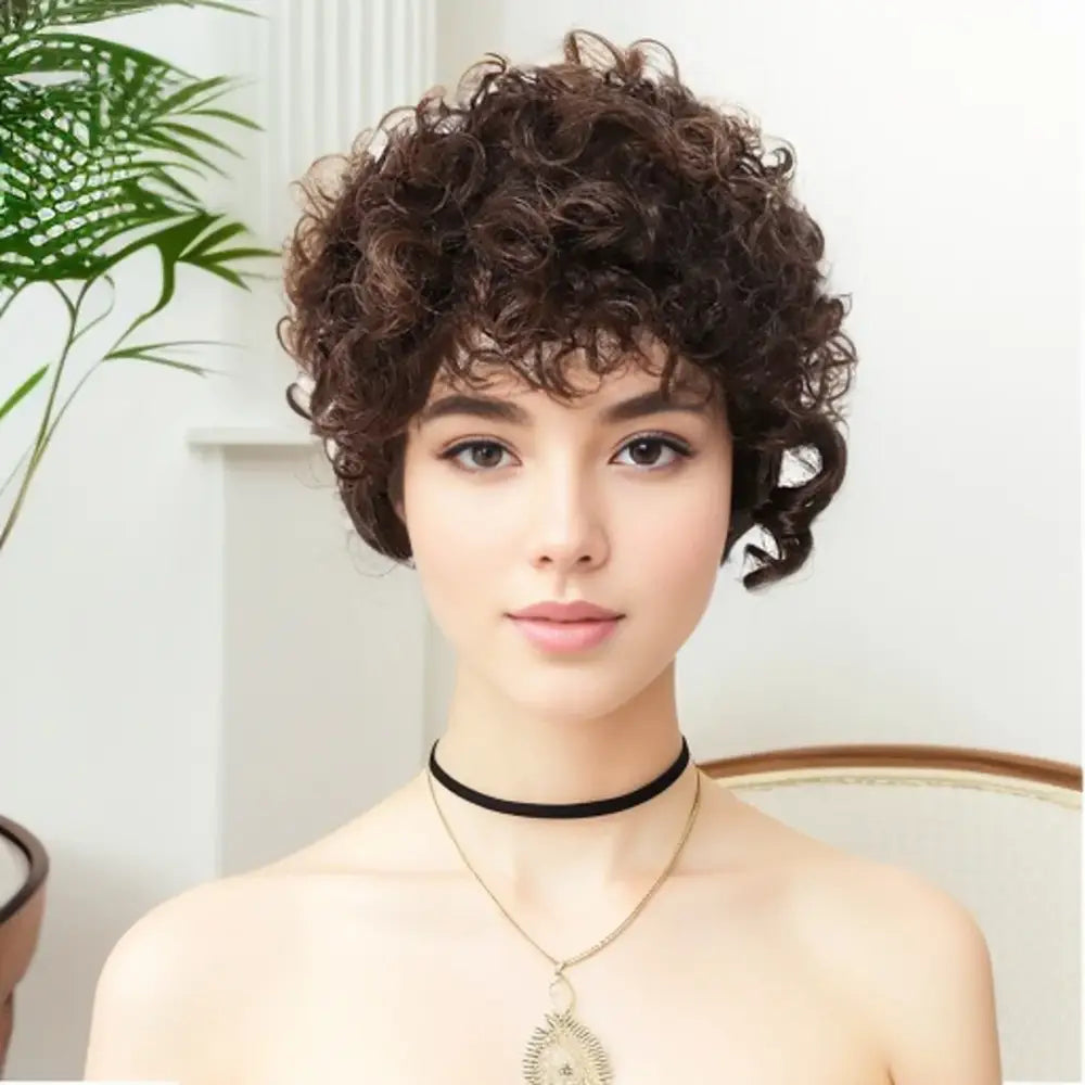 Explore New Arrivals: Trendy Short Brown Afro Curly Wigs - Mix Brown