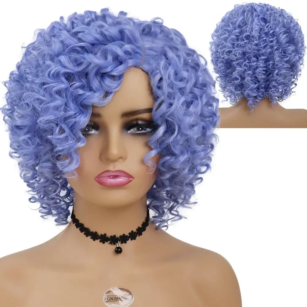 Explore New Arrivals: Vibrant Afro Kinky Curly Wigs and More - Blue / 12INCHES