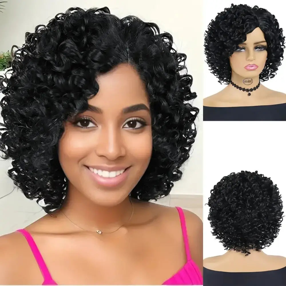 Explore New Arrivals: Vibrant Afro Kinky Curly Wigs and More - Natural Black / 12INCHES