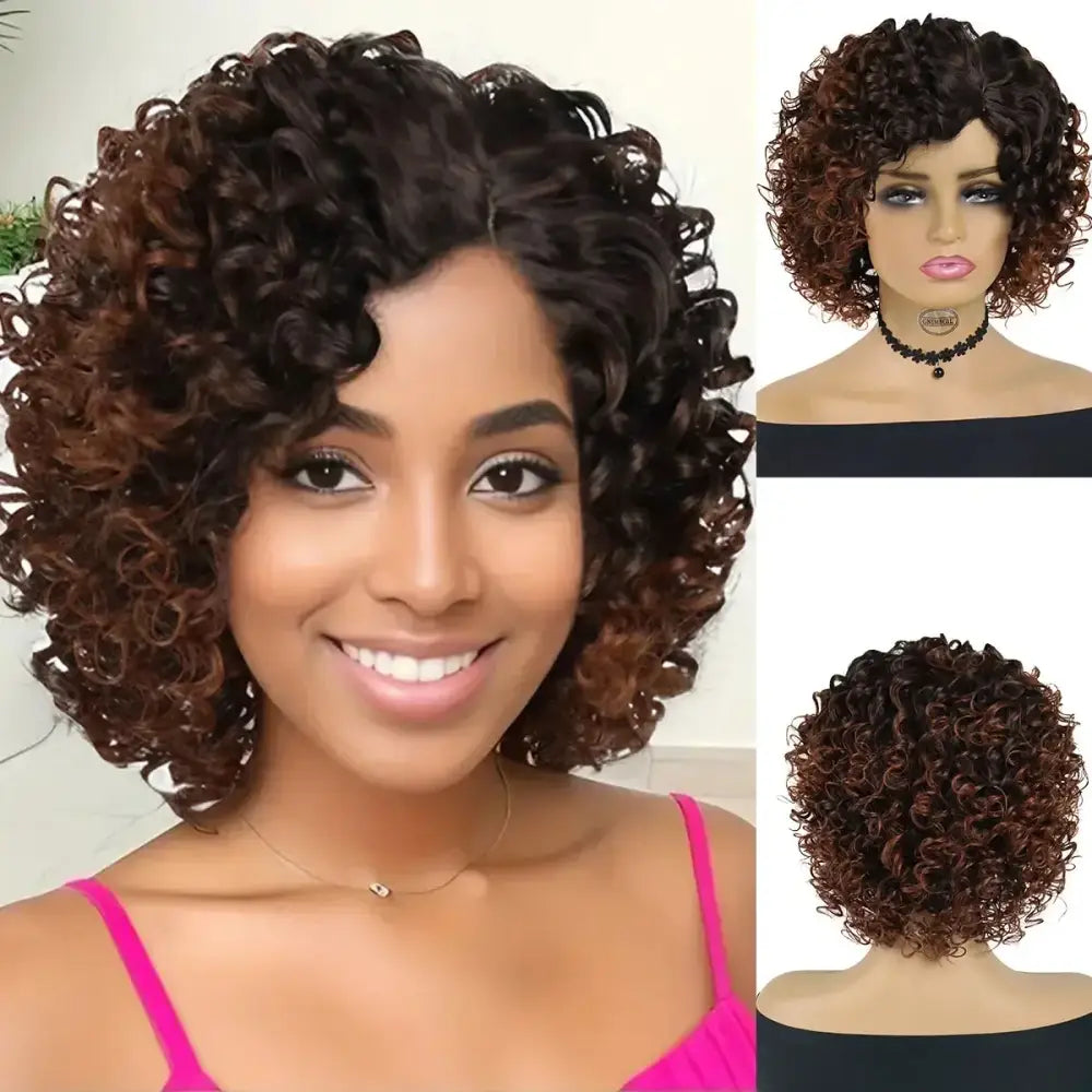 Explore New Arrivals: Vibrant Afro Kinky Curly Wigs and More - Ombre Brown / 12INCHES