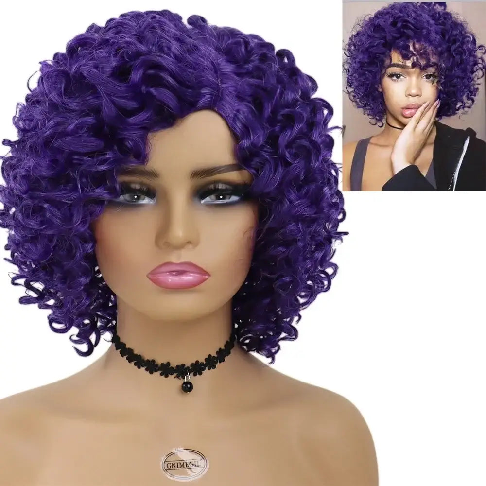 Explore New Arrivals: Vibrant Afro Kinky Curly Wigs and More - PURPLE / 12INCHES