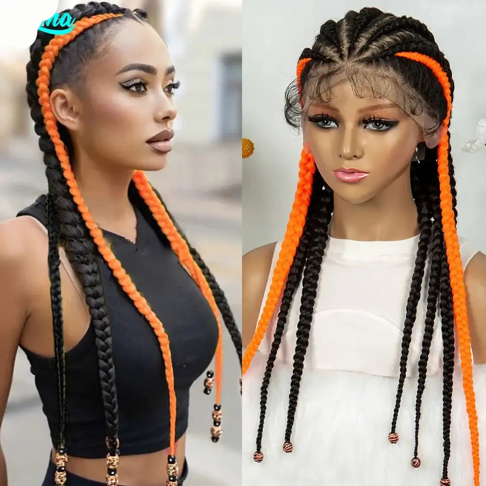 Explore Orange Synthetic Cornrow Braids at QueenAfro! - 1B Orange / 24inches