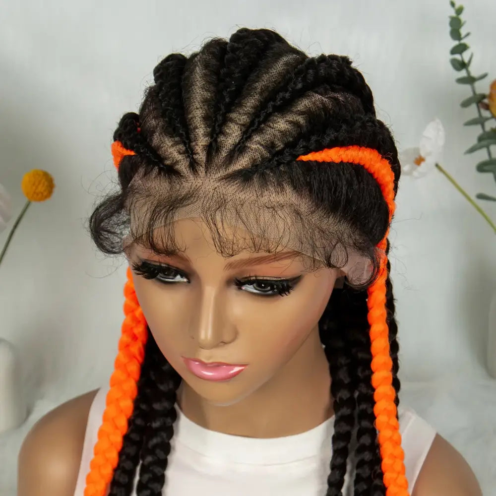 Explore Orange Synthetic Cornrow Braids at QueenAfro! - 1B Orange / 24inches