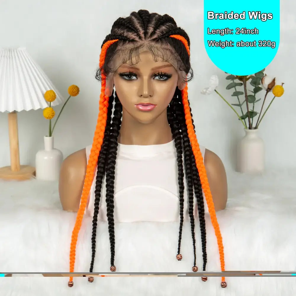 Explore Orange Synthetic Cornrow Braids at QueenAfro! - 1B Orange / 24inches