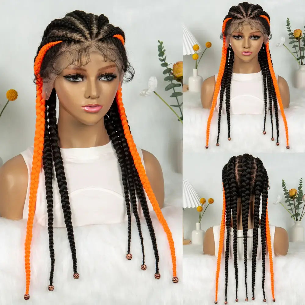 Explore Orange Synthetic Cornrow Braids at QueenAfro! - 1B Orange / 24inches