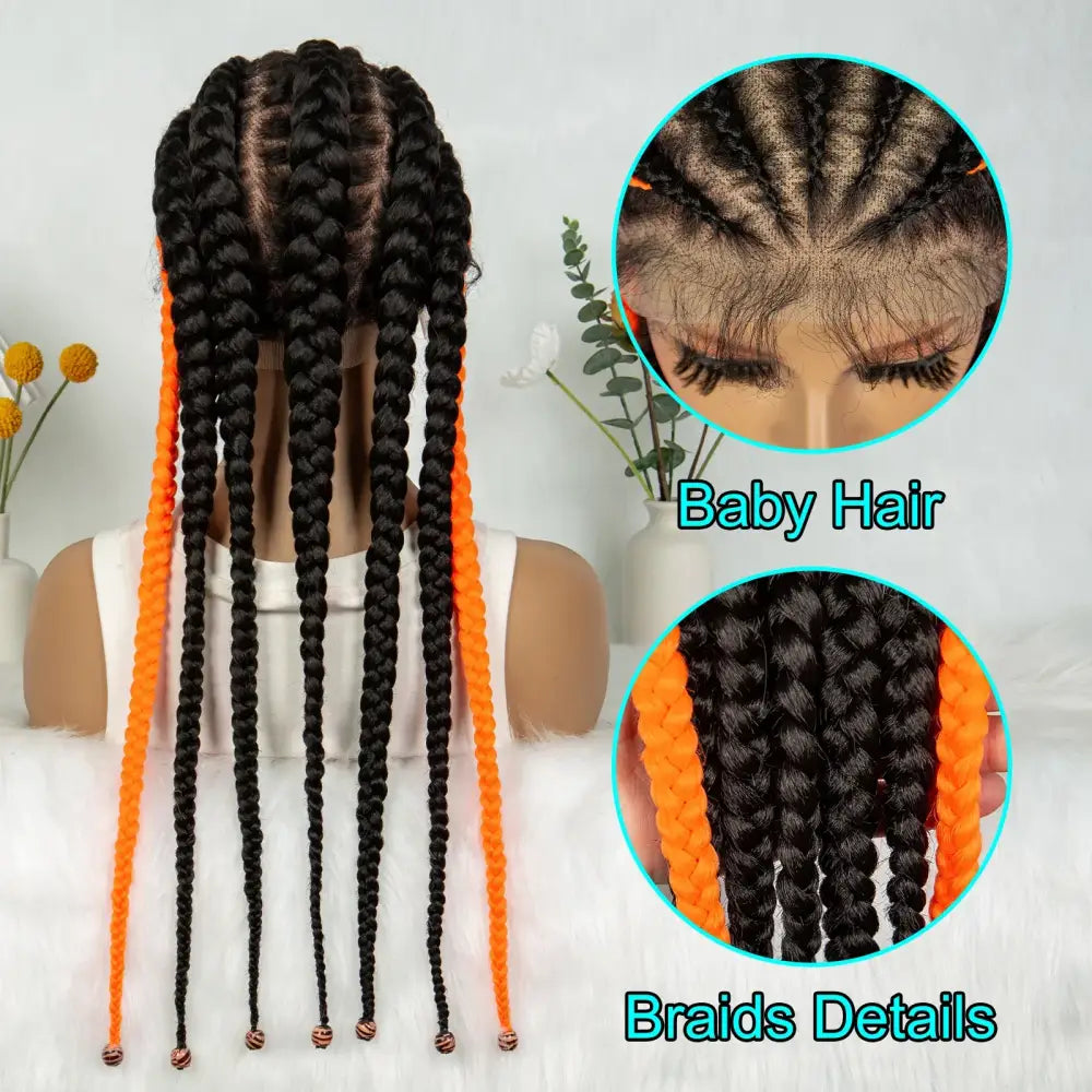 Explore Orange Synthetic Cornrow Braids at QueenAfro! - 1B Orange / 24inches