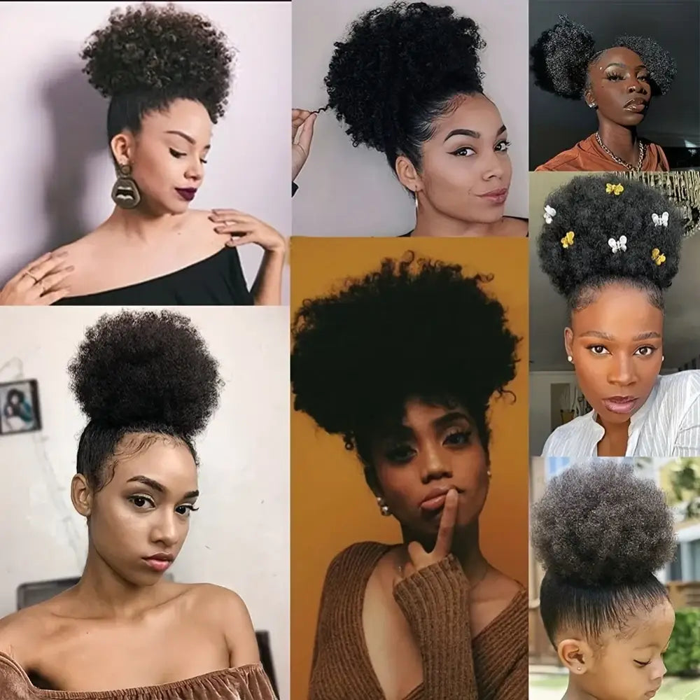 Explore Our Curated Collection of Afro Puff Extensions and Beauty Essentials - Medium / 8inch-1B