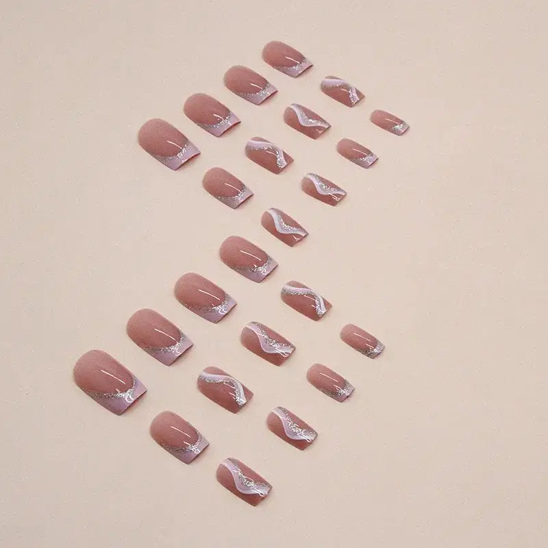 Explore Our Nail Set and Nail Art for a Minimalist French Striped Look - QHW1359