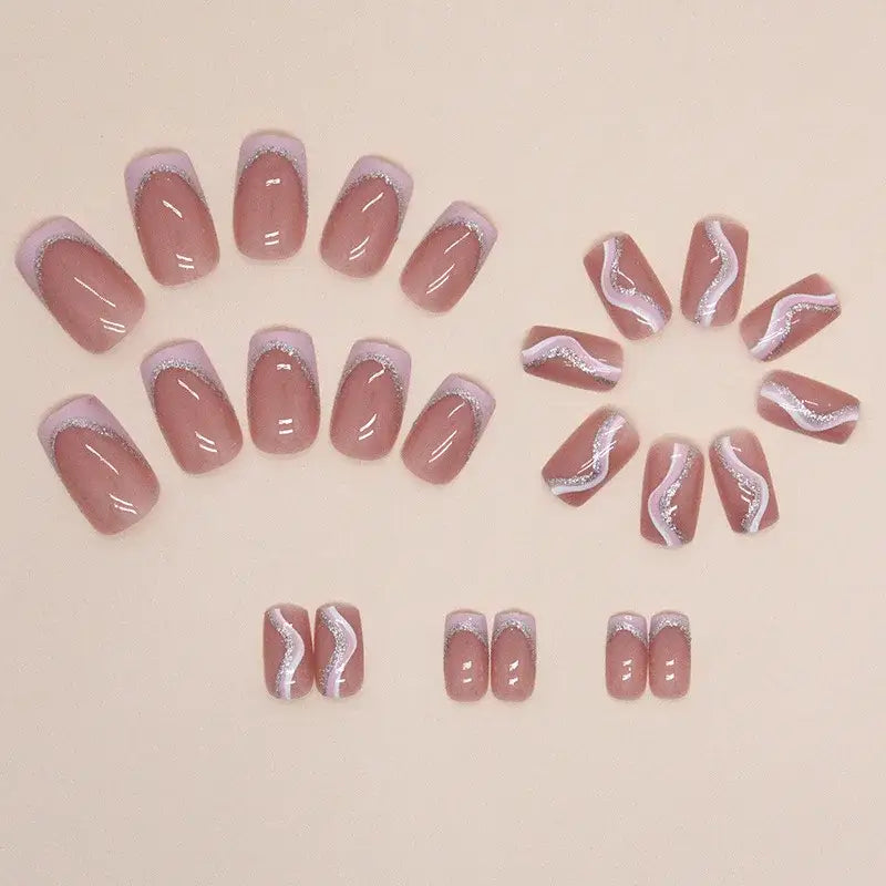 Explore Our Nail Set and Nail Art for a Minimalist French Striped Look - QHW1359