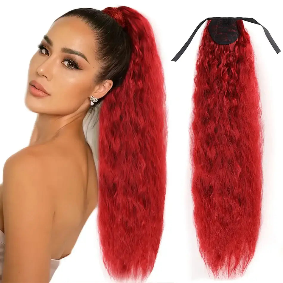 Explore Our Trendy Synthetic Ponytail Extensions for Effortless Style - Corn Wave Burg / 32inches 85cm 180g