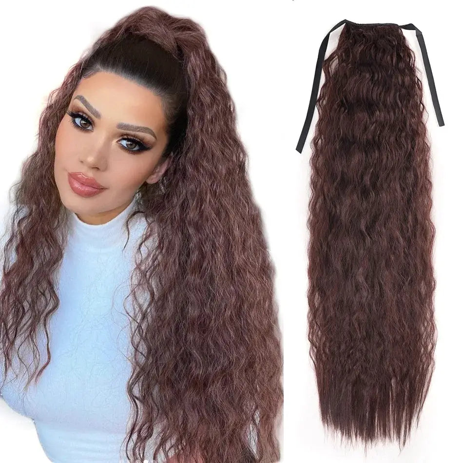 Explore Our Trendy Synthetic Ponytail Extensions for Effortless Style - Corn Wave 4 / 32inches 85cm 180g