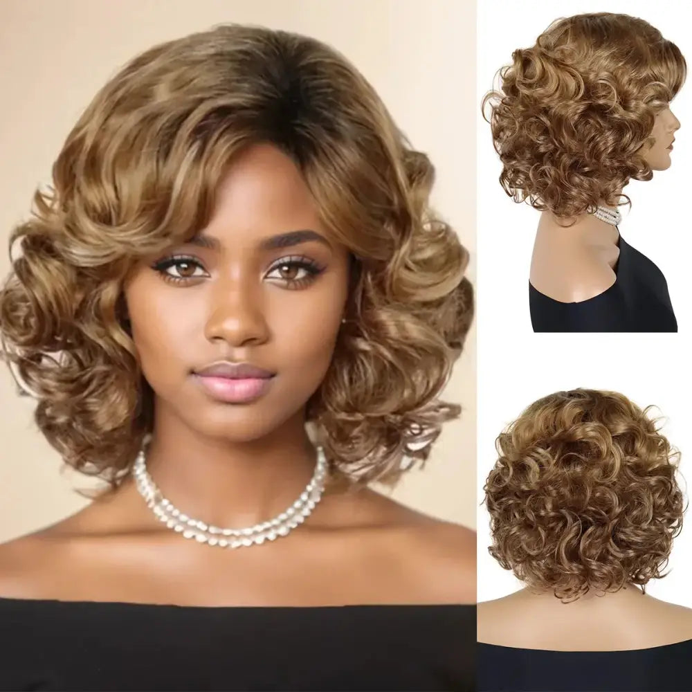 Explore Queen Afro’s Curly Synthetic Wigs and New Arrivals Today - Ombre Brown / 12INCHES