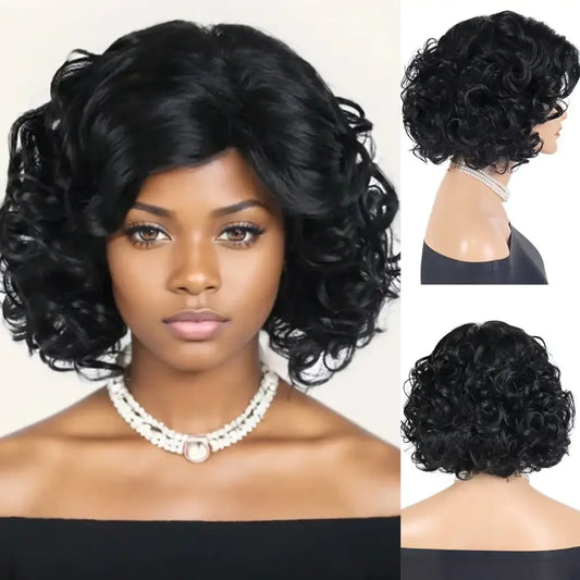 Explore Queen Afro’s Curly Synthetic Wigs and New Arrivals Today - Jet Black / 12INCHES