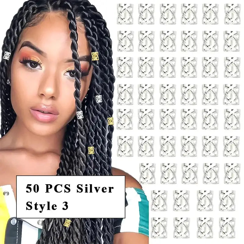 Explore Queen Afro’s Metal Hair Cuffs and Professional Hair Care Products - 50PCS S Style 3