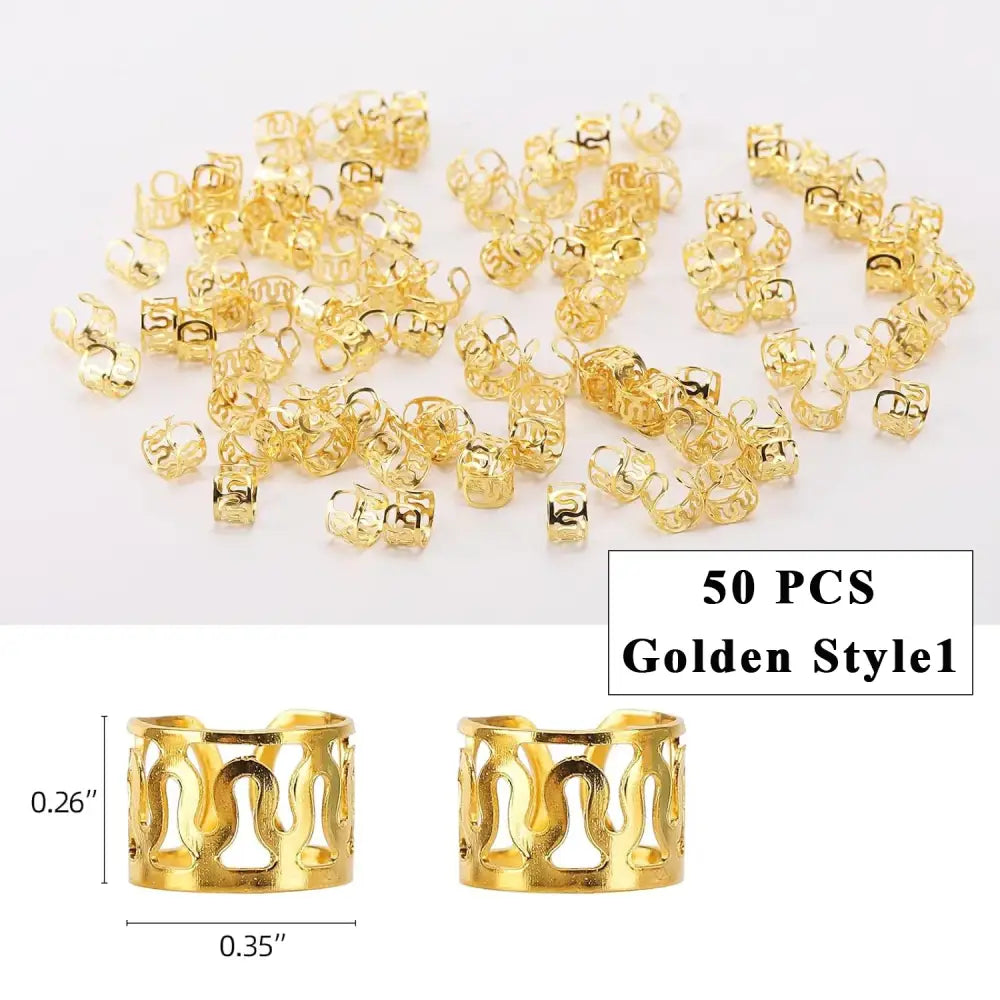 Explore Queen Afro’s Metal Hair Cuffs and Professional Hair Care Products - 50PCS G Style1