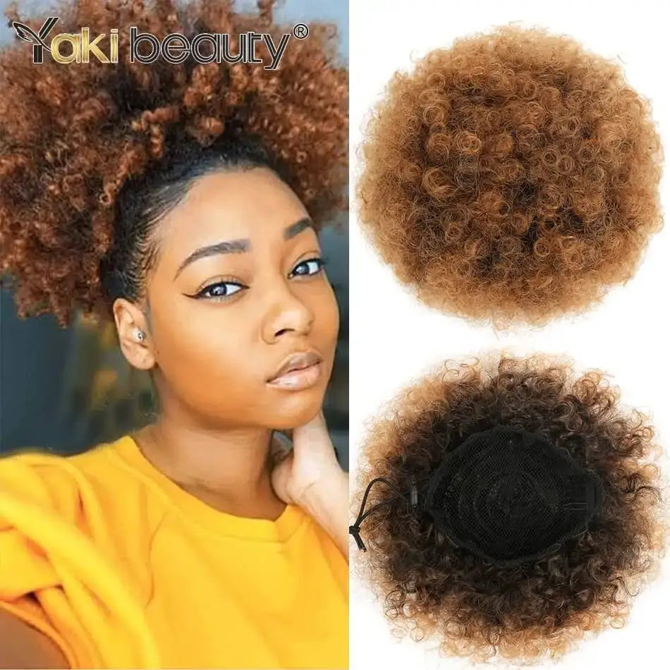 Explore Queen Afro’s Puff Curly Extensions for Stunning Looks - Afro 1B-30 / Medium / 1pc