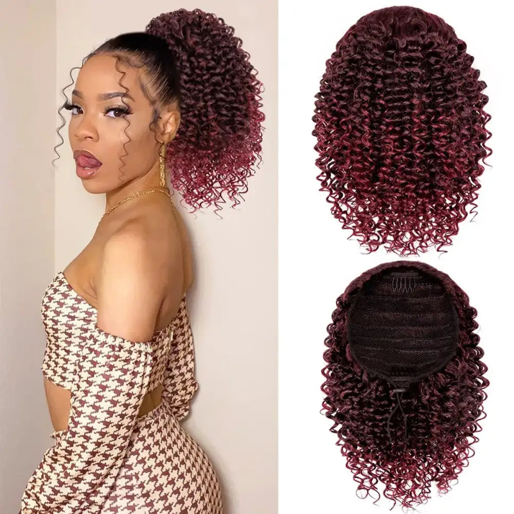 Explore Queen Afro’s Range of Kinky Curly Hair and Fashion Products - Q14-1BTBurg / 10inches