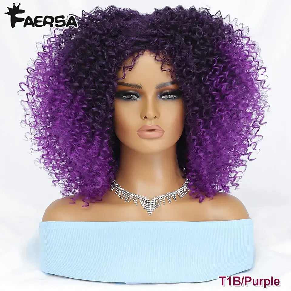 Explore Queen Afro’s Unique Haircare and Kinky Curly Wigs Collection - T1B-Purple / 1pc