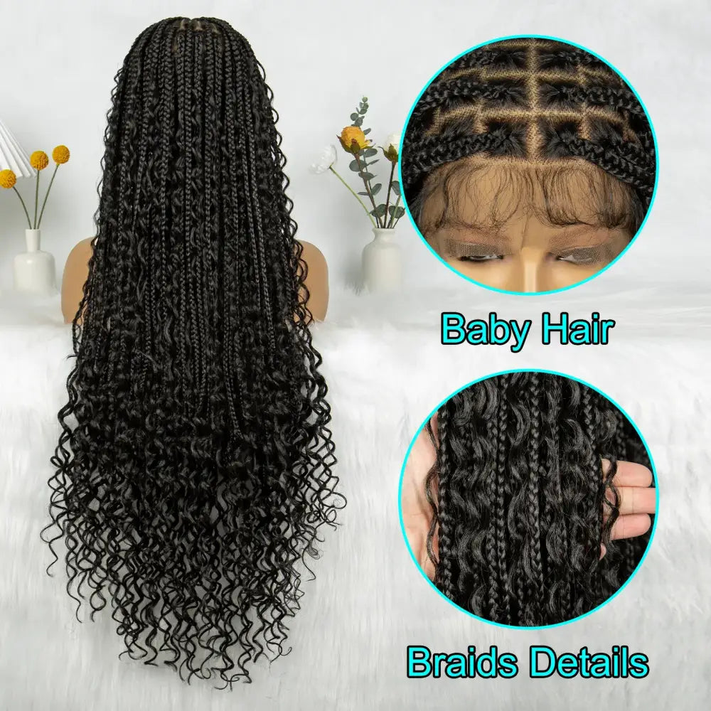 Explore Stunning Synthetic Boho Braids and Crochet Wigs at Queen Afro - 1B / 36inches