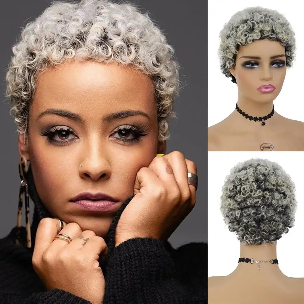 Explore Stylish Short Afro Wigs and Beauty Essentials at All Products - Mix Grey2