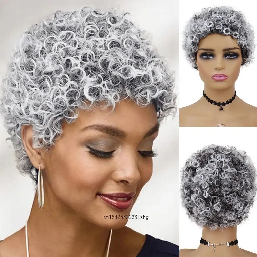 Explore Stylish Short Afro Wigs and Beauty Essentials at All Products - Mix Grey