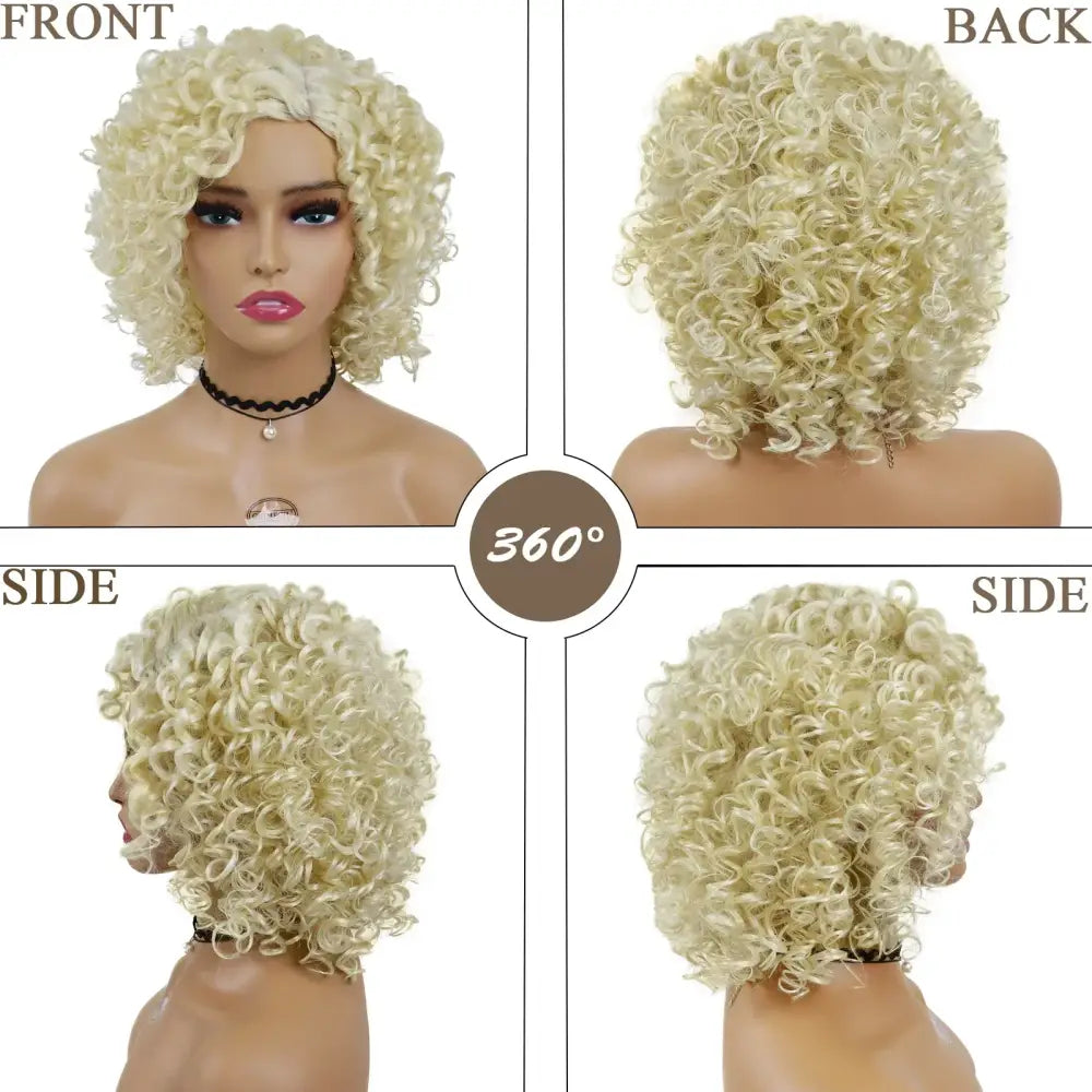 Explore Trendy Afro Curly Cosplay Wigs in Our New Arrivals Collection - Blonde / 12INCHES / 1pc