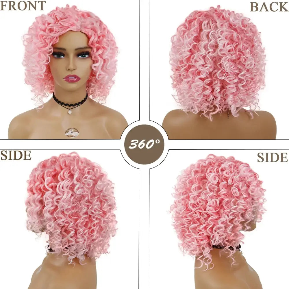 Explore Trendy Afro Curly Cosplay Wigs in Our New Arrivals Collection - Pink / 12INCHES / 1pc