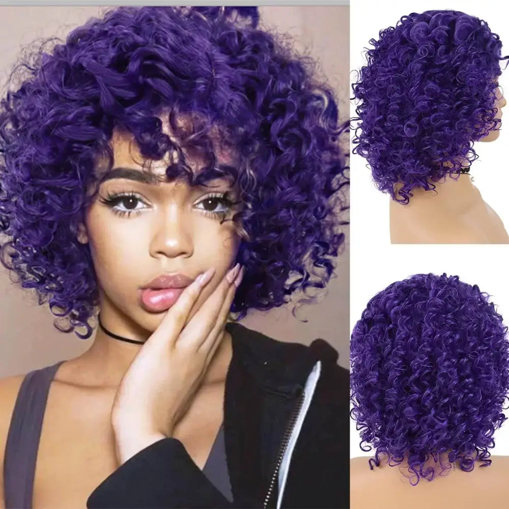 Explore Trendy Afro Curly Cosplay Wigs in Our New Arrivals Collection - Purple / 12INCHES / 1pc