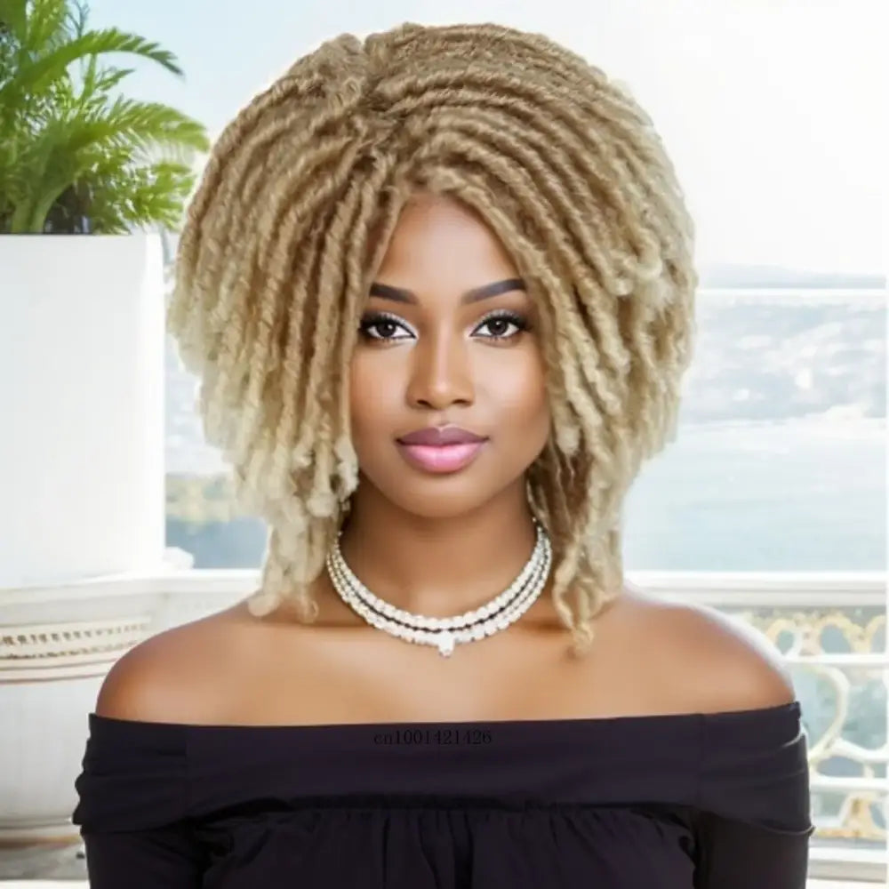 Explore Trendy Short Synthetic Afro and Dreadlock Wigs at Queen Afro - Ombre Blonde / 15 inch