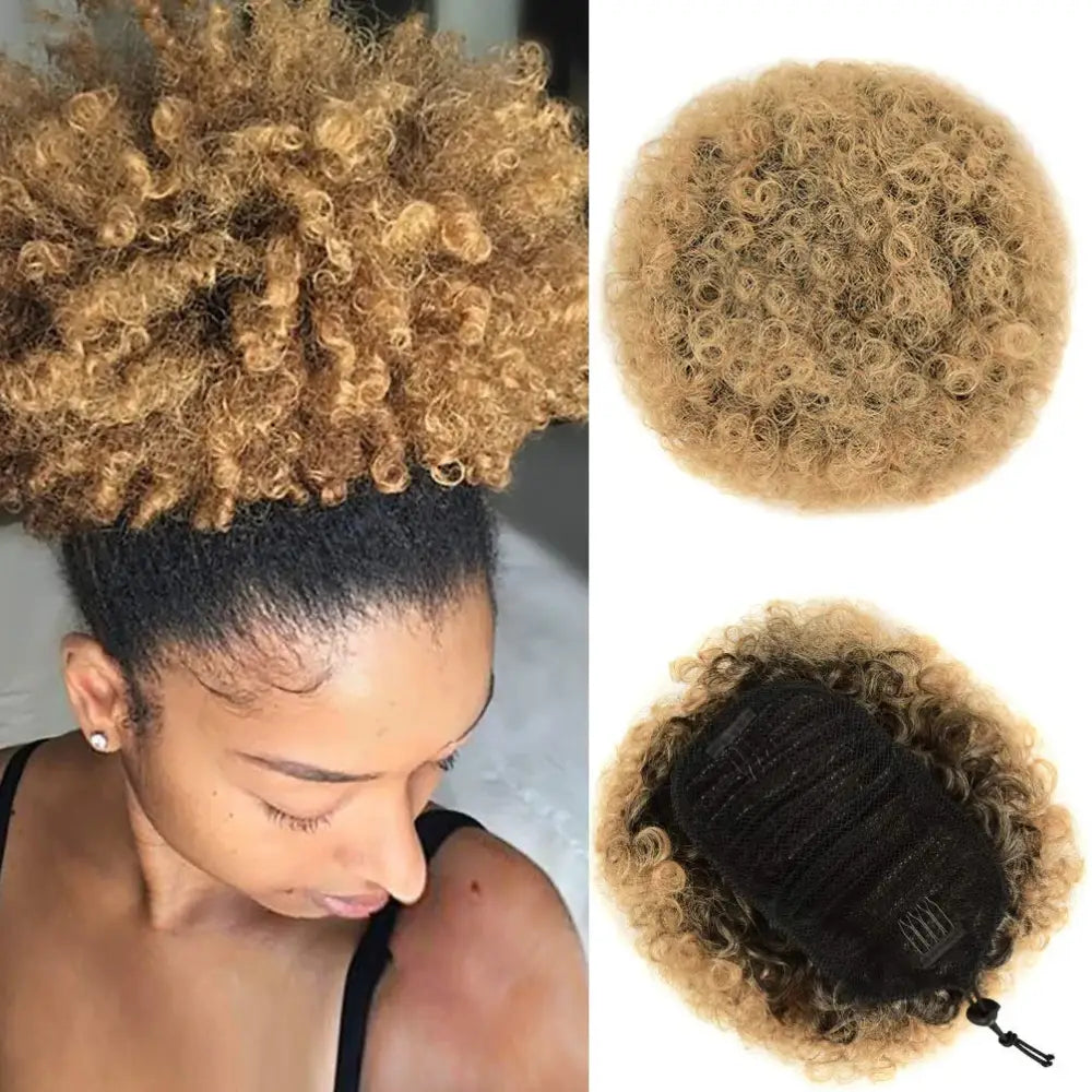 Explore Trendy Wigs: Afro Puff Ombre and Ombre Drawstring Ponytails - 1piece / 1BT27