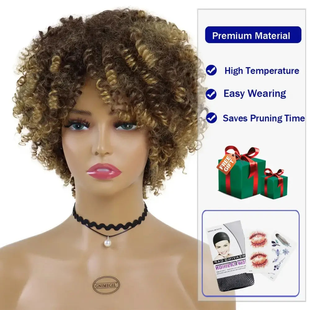 Explore Trendy Wigs: Brown Mix Blonde and Blonde Curly Afro Styles