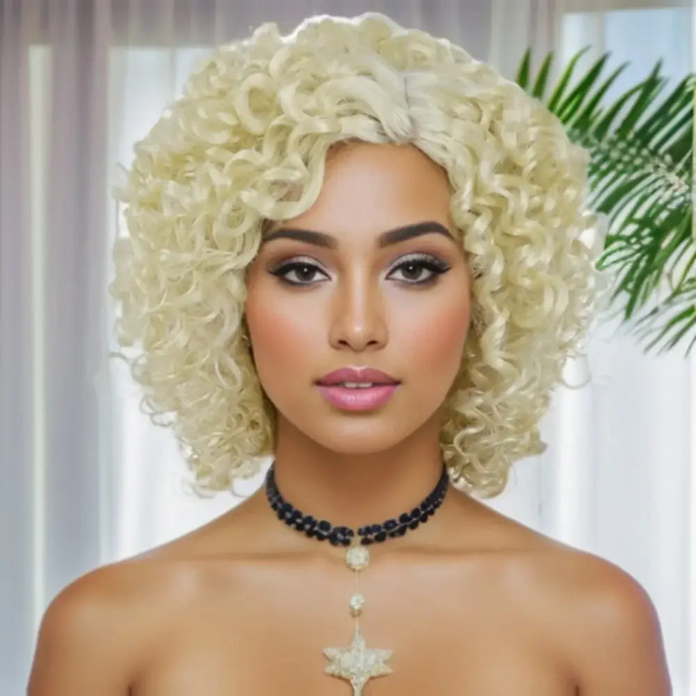 Explore Trendy Wigs: Short Brown Curly and Brown Curly Afro Styles - Blonde