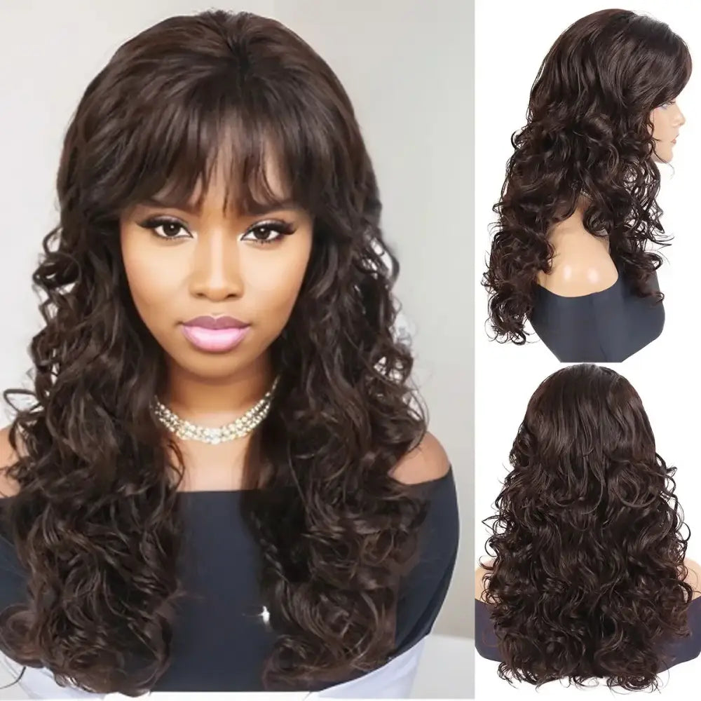 Explore Trendy Wigs: Short Brown Curly and Brown Curly Afro Styles - Dark Brown