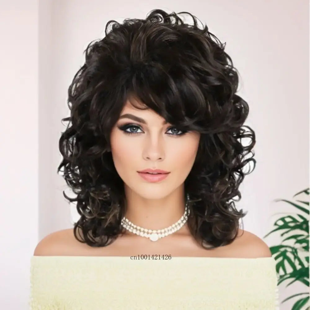 Explore Trendy Wigs: Short Brown Curly and Brown Curly Afro Styles - Brown Highlights