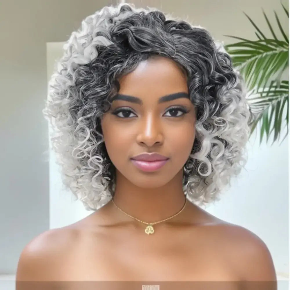 Explore Trendy Wigs: Short Brown Curly and Brown Curly Afro Styles - Mix Gray