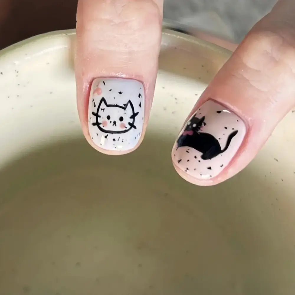 Express Your Style with Handmade Cat-Themed Press-On Nails Set