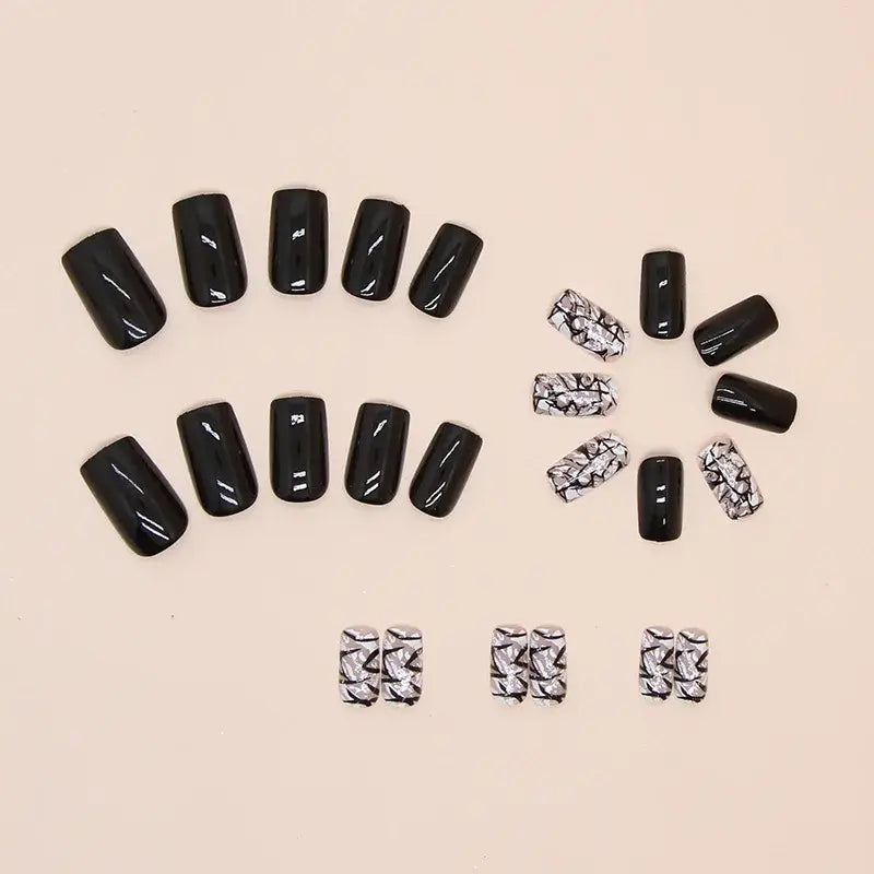 Exquisite Nail Set with Trendy Crack Pattern for Creative Expression - QHW1515