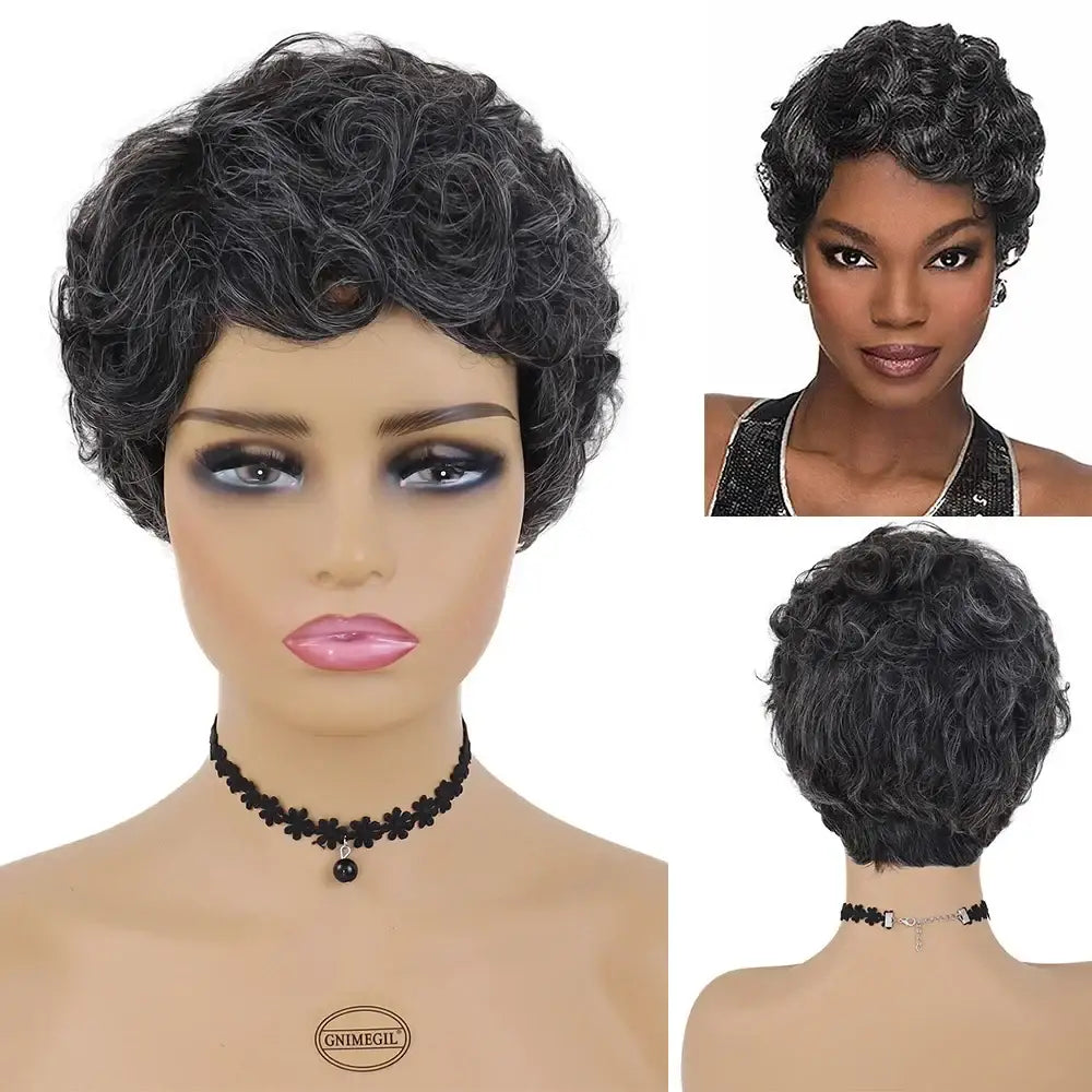 Flapper Grey Synthetic Wigs for Effortless Style and Care - Black Mix Gray