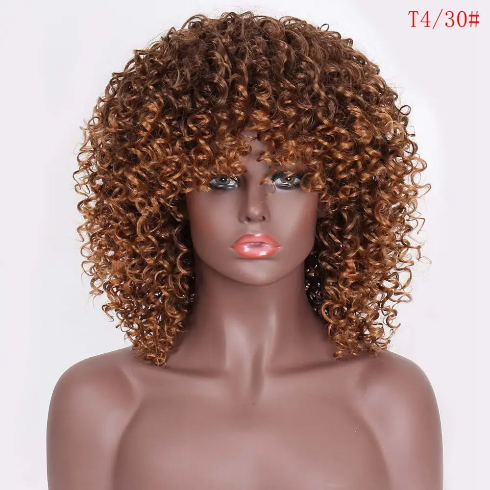 Fresh Short Curly Synthetic Wigs at Queen Afro New Arrivals - Brown / 14inches