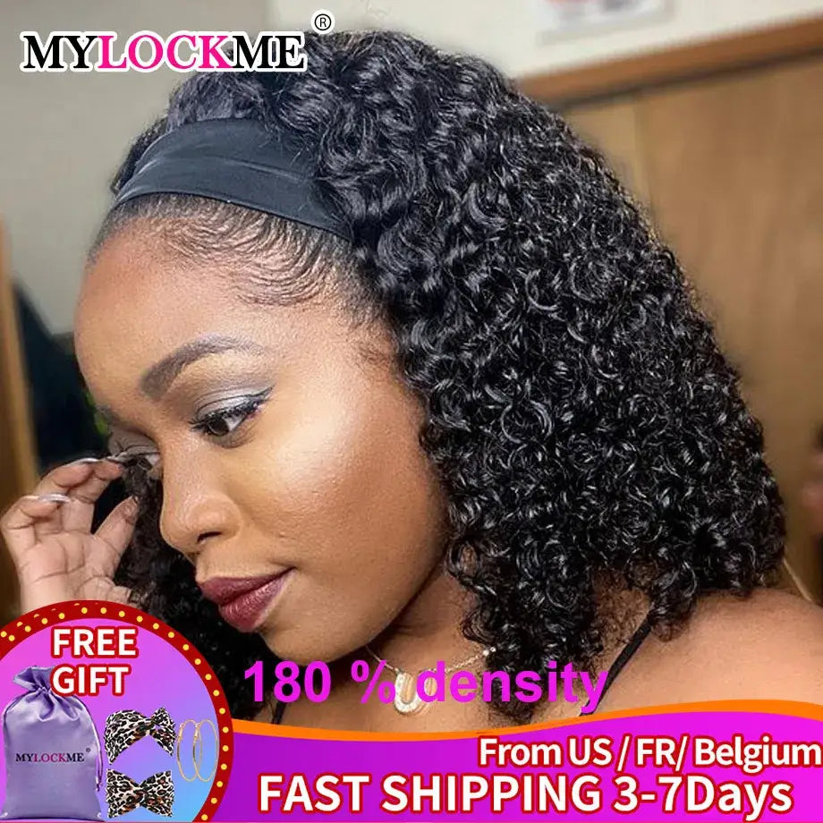 Fresh Styles: Embrace Convenience with Our Curly Headband Wig - 180 curly / 14inches