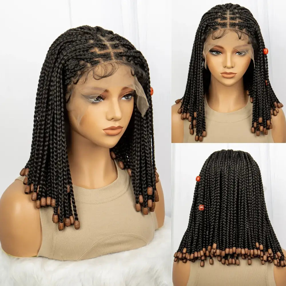 Handcrafted Beaded Braided Wigs for Style and Confidence - 1B / 14inches