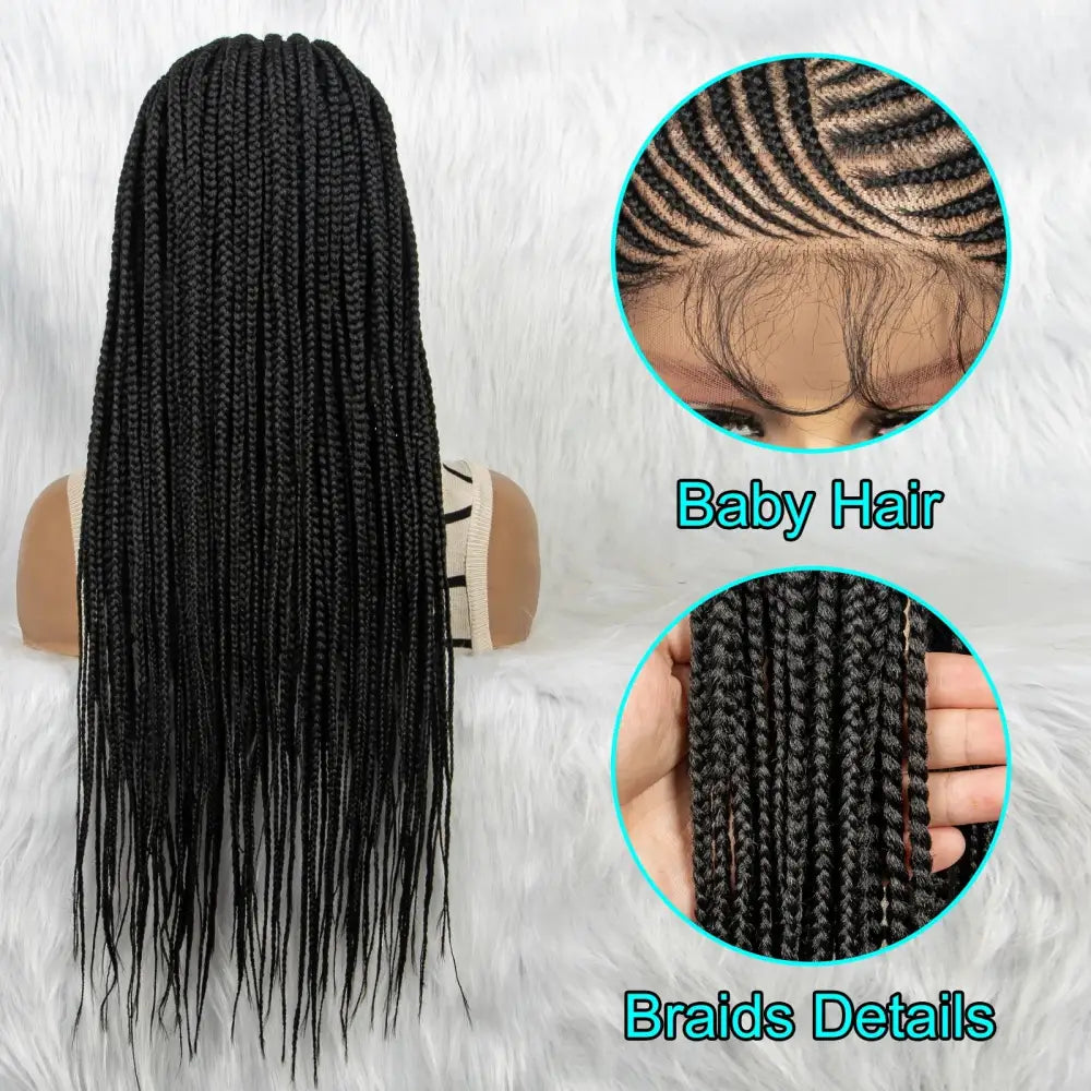 Handcrafted Synthetic Braided Wigs for Unique Style and Beauty - 1B / 28inches